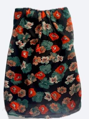 UK2LA Floral Midi Skirt Elastic Waist Sheer Lined M